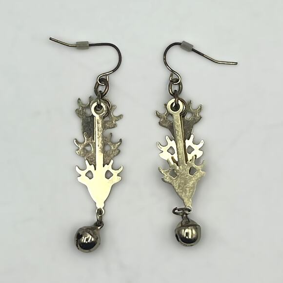 Reindeer Pierced Dangle Earrings Rudolph Winter Christmas Bell Festival Holiday - Picture 2 of 3